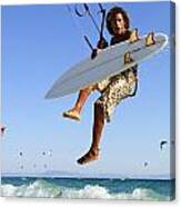 Young Man Kite Surfing Costa De La #2 Canvas Print