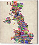 Great Britain Uk City Text Map #22 Canvas Print