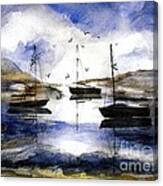 3 Boats In Cat Harbor Canvas Print