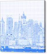 View Of Skylines In A City, Manhattan #3 Canvas Print