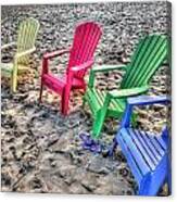 4 Beach Chairs Canvas Print