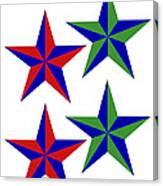 4 Patch Work Stars Wish You A Merry Christmas In Deep Red And Deep Green Canvas Print