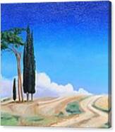 4 Trees, Picenza, Tuscany, 2002 Oil On Canvas Canvas Print