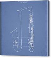 Saxophone Patent Drawing From 1899 - Light Blue Canvas Print