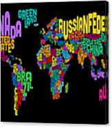 Text Map Of The World Map Canvas Print