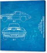 '63 Corvette Stingray Patent Art 1962 Blueprint #63 Canvas Print