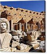 Sculpted Medusa Head At The Forum Of Severus At Leptis Magna In Libya #7 Canvas Print