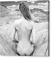 7681 Desert Nude Womans Back Black White Infrared Canvas Print