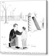 A Father Encourages His Son At The Playground Canvas Print