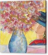 A Girl And Her Flower Vase. Canvas Print