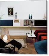 A Living Room With A Le Corbusier Chair Canvas Print