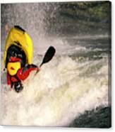 A Man Flipping Upside Down In A Kayak Canvas Print