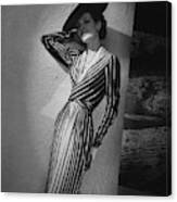 A Model Wearing A Lucien Lelong Dress Boucheron Canvas Print