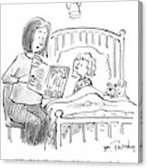 A Mother Reads A Bedtime Story To Her Daughter Canvas Print
