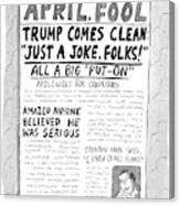 A Newspaper Front Page About Donald Trump's Canvas Print