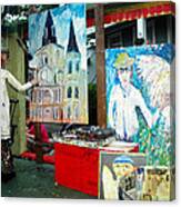 A Puppet Paints In New Orleans Canvas Print