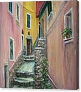A Quite Place In Cinque Terre - Original Affordable Fine Art Oil Painting - Slice Of Life - Italy Canvas Print
