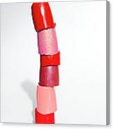 A Tower Of Lip-stick Tips On White Canvas Print