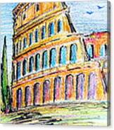 A View Of The Colosseo In Rome Canvas Print