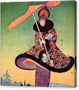 A Vogue Cover Of A Woman Holding An Umbrella Canvas Print