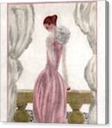 A Vogue Cover Of A Woman Wearing A Pink Dress Canvas Print