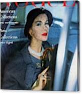 A Vogue Cover Of Joan Friedman In A Car Canvas Print