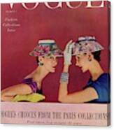 A Vogue Cover Of Models Wearing Lilly Dache Hats Canvas Print