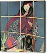 A Woman At A Shop Window Canvas Print