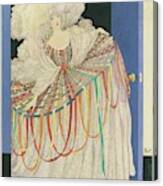 A Woman Wearing A Multicolored Pannier Dress Canvas Print