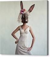 A Woman Wearing A Rabbit Mask Canvas Print