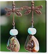 Abalone Dragonfly Earrings Canvas Print