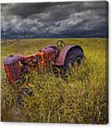 Abandoned Farm Tractor On The Prairie Canvas Print