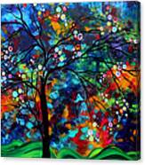 Abstract Art Original Landscape Painting Bold Colorful Design Shimmer In The Sky By Madart Canvas Print