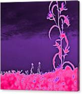 Abstract Flower In Pink With Purple Sky Canvas Print