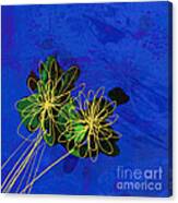 Abstract Flowers On Blue Canvas Print