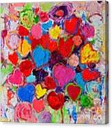 Abstract Love Bouquet Of Colorful Hearts And Flowers Canvas Print