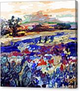 Abstract Texas Bluebonnets Modern Landscape Canvas Print