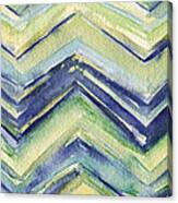 Abstract Watercolor Painting - Blue Yellow Green Chevron Pattern Canvas Print