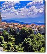 Adriatic Town Of Vrbnik Panoramic View Canvas Print