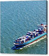 Aerial View Of A Container Ship Canvas Print