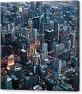 Aerial View Of Downtown Chicago At Dusk Canvas Print