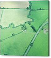 Aerial View Of Rural Fields And Road Canvas Print