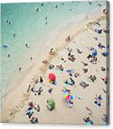 Aerial View Of Tourists On Beach Canvas Print