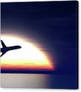 Aeroplane Taking Off At Sunset Canvas Print