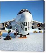 Aircraft At Runway In Antarctica Canvas Print