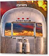 Airstream Travel Trailer Camping Sunset Window View Canvas Print
