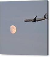 Alaska Airplane Meets The Moon Canvas Print