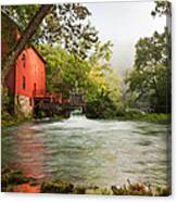 Alley Spring Grist Mill Waterfall And Lake Canvas Print