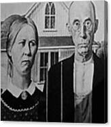 American Gothic In Black And White Canvas Print