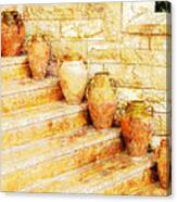 Amphorae On Steps Canvas Print